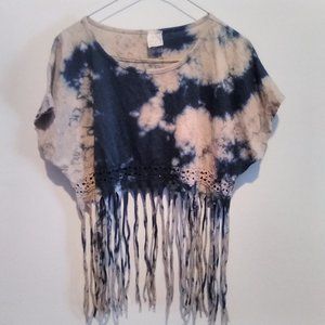 American Age Crop Top Tie Dye Fringe BOHO